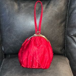 Small Red Beaded Wristlet Purse